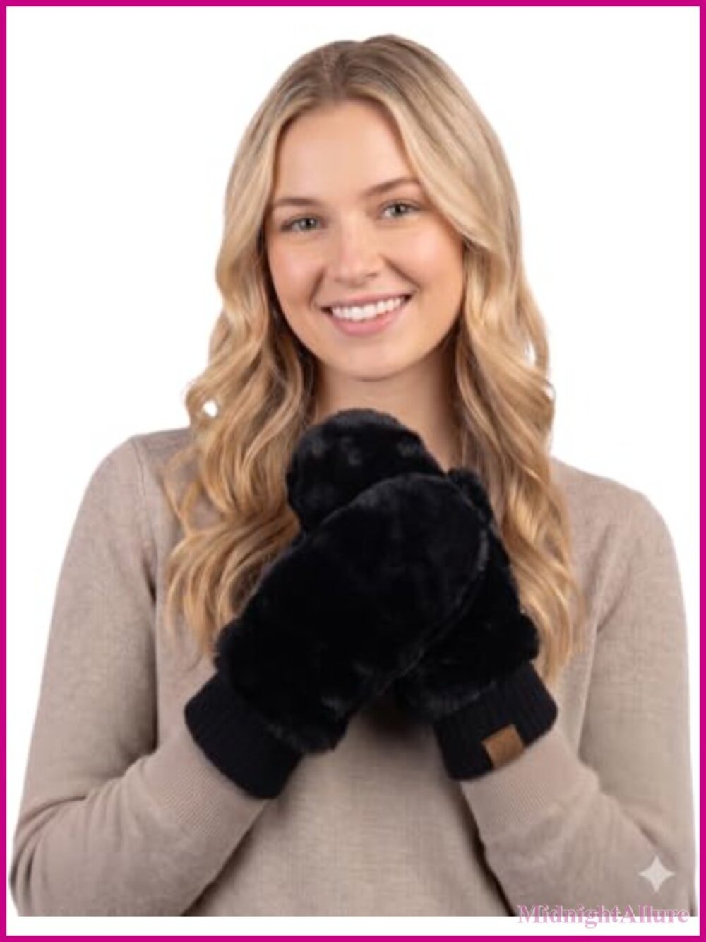 Faux Fur Sherpa Lined Convertible Fingerless Mittens Gloves